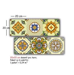 Kendinden Yapışkanlı SARI TİLE DESENLİ Dekoratif Mini Pvc Karo 210