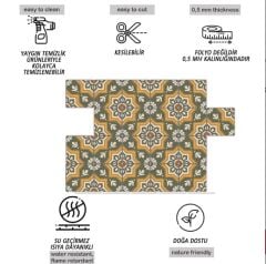 Kendinden Yapışkanlı YEŞİL YILDIZ METRAJ  DESENLİ Dekoratif Mini Pvc Karo 211