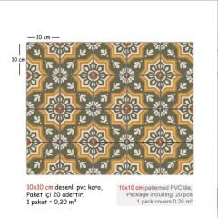 Kendinden Yapışkanlı YEŞİL YILDIZ METRAJ  DESENLİ Dekoratif Mini Pvc Karo 211