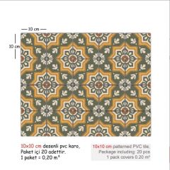 Kendinden Yapışkanlı YEŞİL YILDIZ METRAJ  DESENLİ Dekoratif Mini Pvc Karo 211