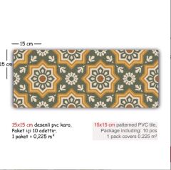 Kendinden Yapışkanlı YEŞİL YILDIZ METRAJ  DESENLİ Dekoratif Mini Pvc Karo 211
