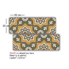 Kendinden Yapışkanlı YEŞİL YILDIZ METRAJ  DESENLİ Dekoratif Mini Pvc Karo 211