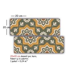 Kendinden Yapışkanlı YEŞİL YILDIZ METRAJ  DESENLİ Dekoratif Mini Pvc Karo 211