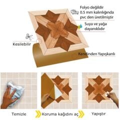 Kendinden Yapışkanlı ( 002 ) Ahşap Desenli Pvc Karo 226