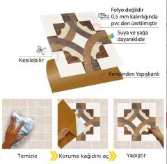 Kendinden Yapışkanlı ( 004 ) Ahşap Desenli Pvc Karo 224