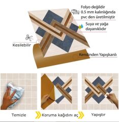 Kendinden Yapışkanlı ( 005 ) Ahşap Desenli Pvc Karo 223