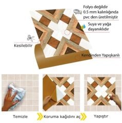 Kendinden Yapışkanlı ( 006 ) Ahşap Desenli Pvc Karo 222