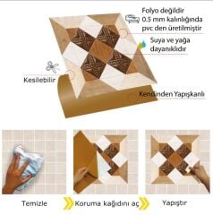 Kendinden Yapışkanlı ( 009 ) Ahşap Desenli Pvc Karo 219