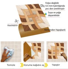 Kendinden Yapışkanlı ( 010 ) Ahşap Desenli Pvc Karo 218