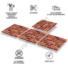 FAYANS ÜSTÜ PVC KAPLAMA 30 X 30 KIRMIZI TUĞLA DESEN-189