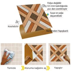 Kendinden Yapışkanlı ( 014 ) Ahşap Desenli Pvc Karo 214