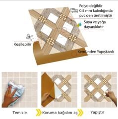 Kendinden Yapışkanlı ( 016 ) Ahşap Desenli Pvc Karo 212