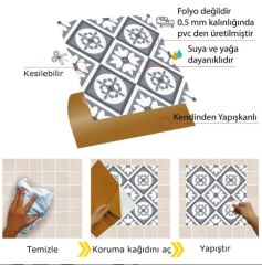 FAYANS ÜSTÜ PVC KAPLAMA 30 X 30 Geometrik 029  KARO DESENLİ - 234