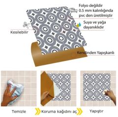 FAYANS ÜSTÜ PVC KAPLAMA 30 X 30 Geometrik 033  KARO DESENLİ - 238