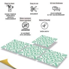 FAYANS ÜSTÜ PVC KAPLAMA 30 X 30 SOLO YEŞİL DESENLİ - 245