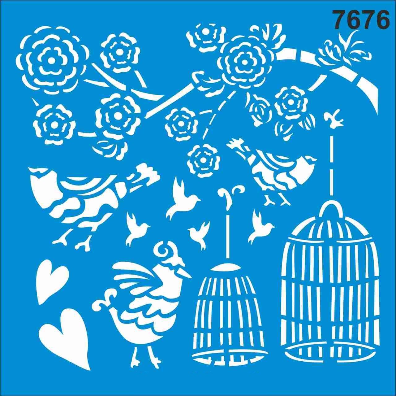 Stencıl Kuş Desen - 7676