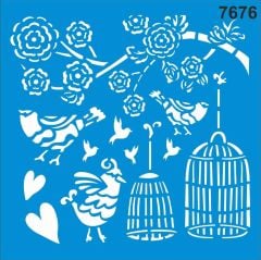 Stencıl Kuş Desen - 7676