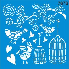 Stencıl Kuş Desen - 7676