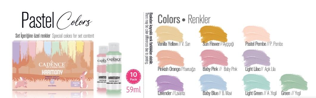 HARMONY AKRİLİK 10 LU PASTEL SET 59 ML