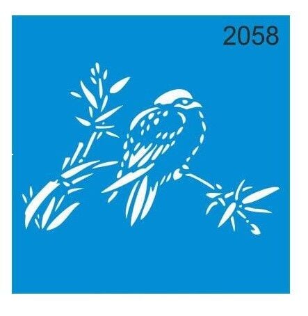 Stencıl Daldaki Kuş Desen - 2058