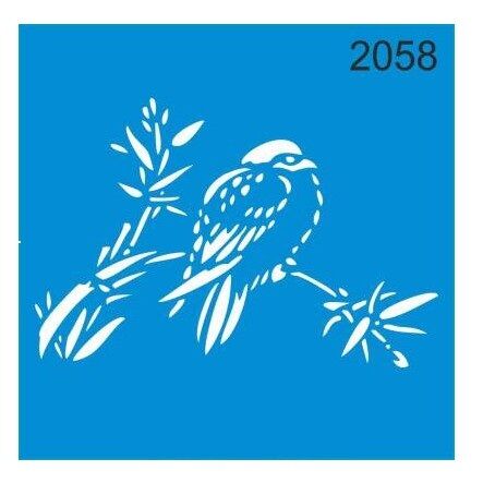 Stencıl Daldaki Kuş Desen - 2058