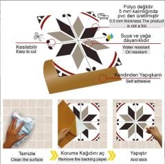 FAYANS ÜSTÜ PVC KAPLAMA 30 X 30 ÇARKI FELEK  DESENLİ - 330