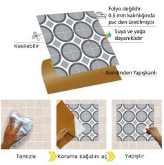 FAYANS ÜSTÜ PVC KAPLAMA 30 X 30   GEOMETRİK - 044 DESENLİ - 338