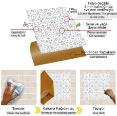 FAYANS ÜSTÜ PVC KAPLAMA 30 X 30   GRİ MOTİFLİ DESENLİ - 340
