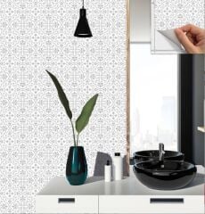 FAYANS ÜSTÜ PVC KAPLAMA 30 X 30   GRİ MOTİFLİ DESENLİ - 340
