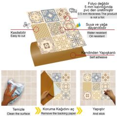 FAYANS ÜSTÜ PVC KAPLAMA 30 X 30  KARMA SOFT ÇİÇEK  DESENLİ - 341