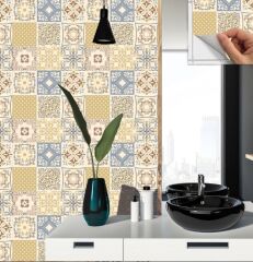 FAYANS ÜSTÜ PVC KAPLAMA 30 X 30  KARMA SOFT ÇİÇEK  DESENLİ - 341