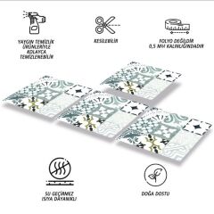 FAYANS ÜSTÜ PVC KAPLAMA 30 X 30 KARMA YEŞİL LONDRA DESENLİ - 342