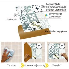 FAYANS ÜSTÜ PVC KAPLAMA 30 X 30 KARMA YEŞİL LONDRA DESENLİ - 342