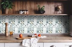 FAYANS ÜSTÜ PVC KAPLAMA 30 X 30 KARMA YEŞİL LONDRA DESENLİ - 342