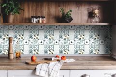 FAYANS ÜSTÜ PVC KAPLAMA 30 X 30 KARMA YEŞİL LONDRA DESENLİ - 342
