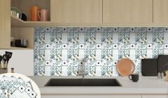 FAYANS ÜSTÜ PVC KAPLAMA 30 X 30 KARMA YEŞİL LONDRA DESENLİ - 342