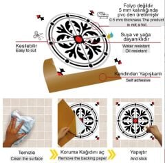 FAYANS ÜSTÜ PVC KAPLAMA 30 X 30 KIRMIZILI YUVARLAK SOLO DESENLİ - 343