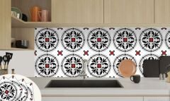 FAYANS ÜSTÜ PVC KAPLAMA 30 X 30 KIRMIZILI YUVARLAK SOLO DESENLİ - 343