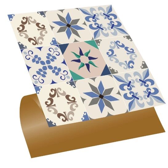 FAYANS ÜSTÜ PVC KAPLAMA 30 X 30 MAVİ YILDIZ 9 LU DESENLİ - 344