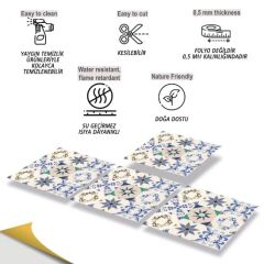 FAYANS ÜSTÜ PVC KAPLAMA 30 X 30 MAVİ YILDIZ 9 LU DESENLİ - 344
