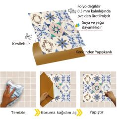FAYANS ÜSTÜ PVC KAPLAMA 30 X 30 MAVİ YILDIZ 9 LU DESENLİ - 344