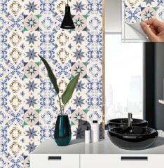 FAYANS ÜSTÜ PVC KAPLAMA 30 X 30 MAVİ YILDIZ 9 LU DESENLİ - 344