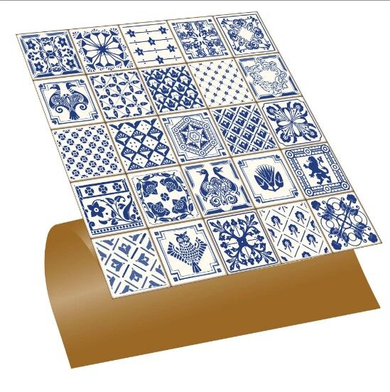 FAYANS ÜSTÜ PVC KAPLAMA 30 X 30 MODERN MAVİ KARO DESENLİ - 346
