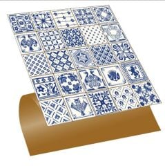 FAYANS ÜSTÜ PVC KAPLAMA 30 X 30 MODERN MAVİ KARO DESENLİ - 346