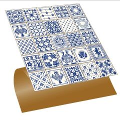 FAYANS ÜSTÜ PVC KAPLAMA 30 X 30 MODERN MAVİ KARO DESENLİ - 346
