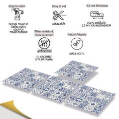 FAYANS ÜSTÜ PVC KAPLAMA 30 X 30 MODERN MAVİ KARO DESENLİ - 346