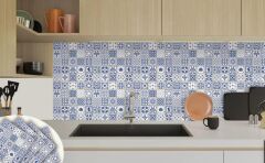 FAYANS ÜSTÜ PVC KAPLAMA 30 X 30 MODERN MAVİ KARO DESENLİ - 346