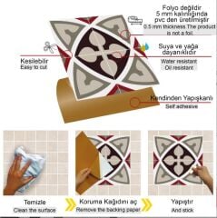 FAYANS ÜSTÜ PVC KAPLAMA 30 X 30 MODERN  RUMİ DESENLİ - 347