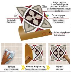 FAYANS ÜSTÜ PVC KAPLAMA 30 X 30 MODERN  RUMİ DESENLİ - 347