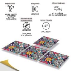 FAYANS ÜSTÜ PVC KAPLAMA 30 X 30 PEMBE KARO DESENLİ - 349